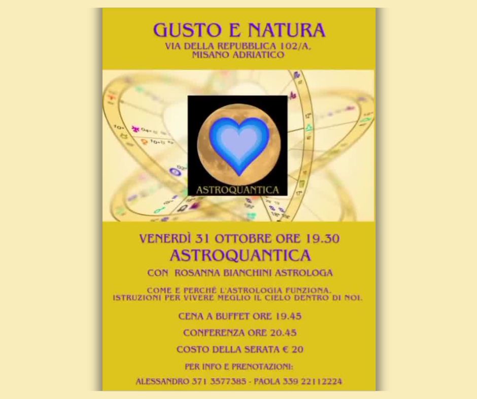 Gusto e Natura: Astroquantica con Rosanna Bianchini